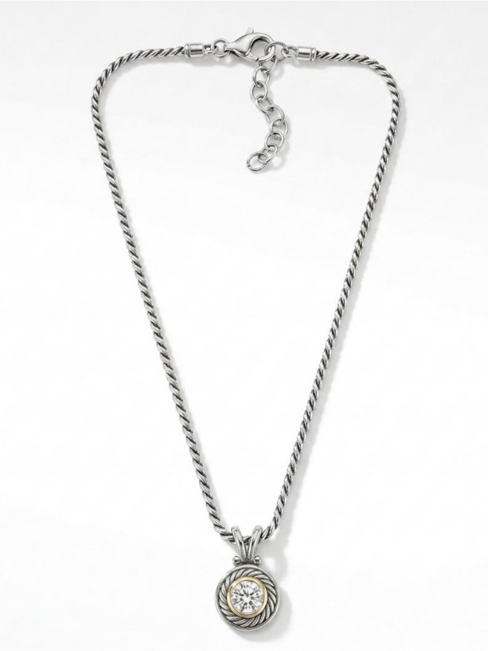 Brighton Silver Necklace with Gold-Accent Crystal Pendant ⚠️We Do Not Ship to CA